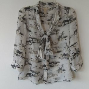 Banana Republic Safari Print Blouse Size Small